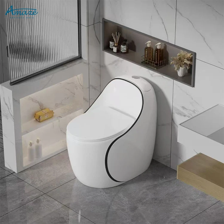 Factory Luxury Round Egg Shape One Piece Toilet Commode Siphon Color Water Closet Floor Mounted WC for Bathroom