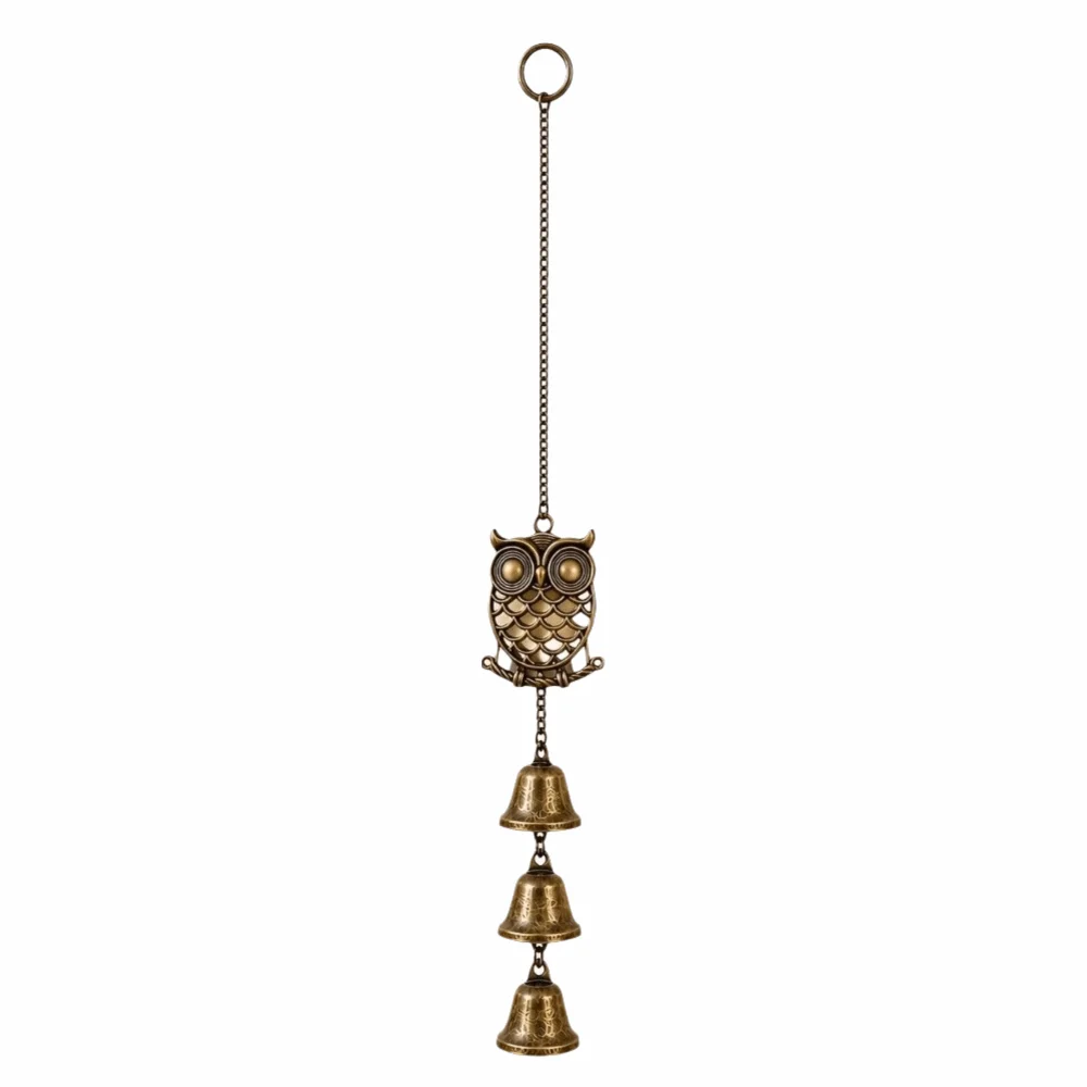 Holiday Gifts Vintage Owl Wind Chime Bell Retro Metal Metal Wind Chime Bell Crisp Sound Hollow Hanging Wind Chime Bell Indoor
