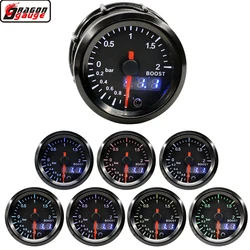 52mm High Speed Stepper Motor 7 Colors Light Dual Display Racing Car Turbine Boost Gauge -1~2 Bar Meter Instrument
