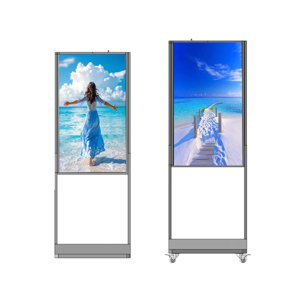 

43 Inch Doubled Sided Shop Front Street Window Facing Floor Standing Eye-catching LCD High Brightness Display Kiosk