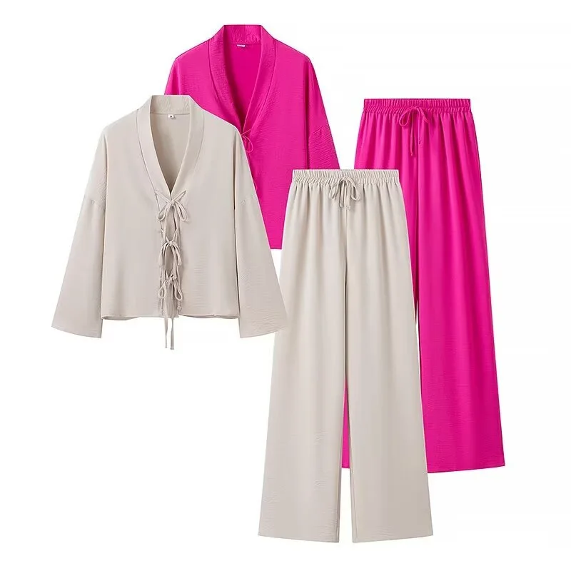 طقم جديد 2025 للسيدات من Faion irt وبنطلون مكون من قطعتين طويل Sve V-Ne مصنع صيني من مزيج البوليستر #1