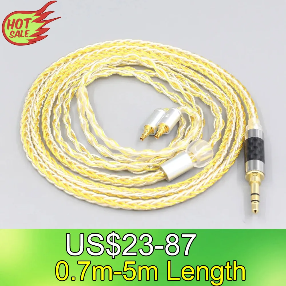 

LN007283 8 Core OCC Silver Gold Plated Braided Earphone Cable For Sennheiser IE40 Pro