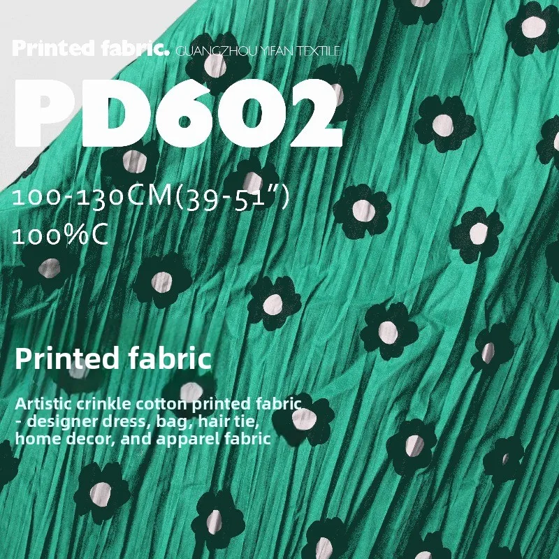 

Pure Cotton Crushed Ripstop Printed Fabric for Dress Bag Hair Tie Clothing Design Cloth Diy By The Meter Sewing Material