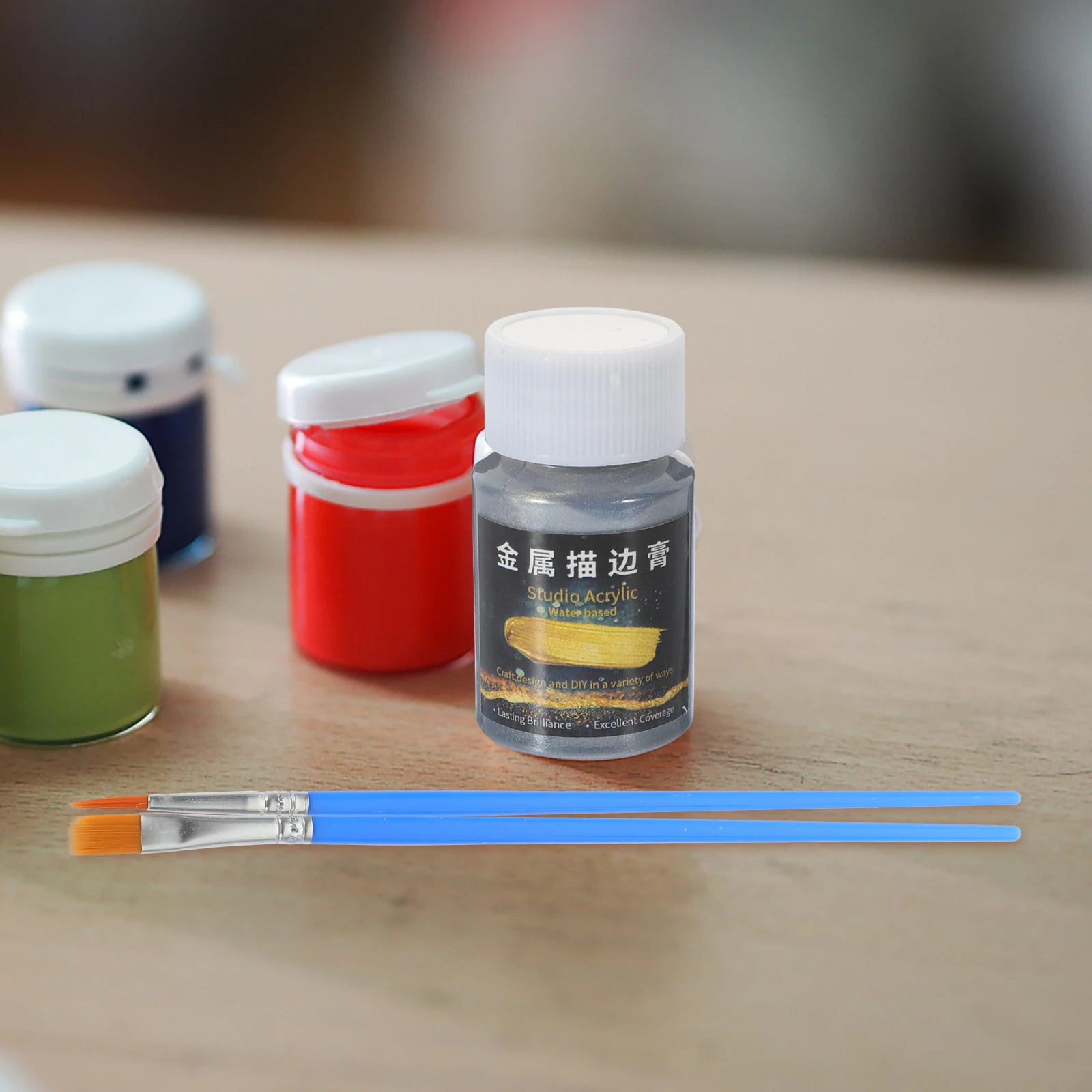 

Paste Art Supplies Silver Paint Set for Wood Paper Fabric Ceramics Metallic Pigment Diy Craft Tools
