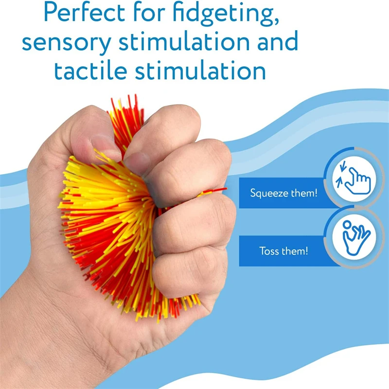 Affe Strähnige Bälle Weiche Regenbogen Pom Bouncy Squeeze Fidget Spielzeug für Kinder Erwachsene mit ADHS Autismus Party Gefälligkeiten Geburtstagsgeschenke