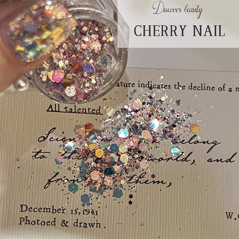 Glitter per unghie Paillettes Laser 3d Nail Art Fiocchi Coriandoli colorati Adesivo Forniture per manicure Trucco Decalcomanie fai da te Decorazione