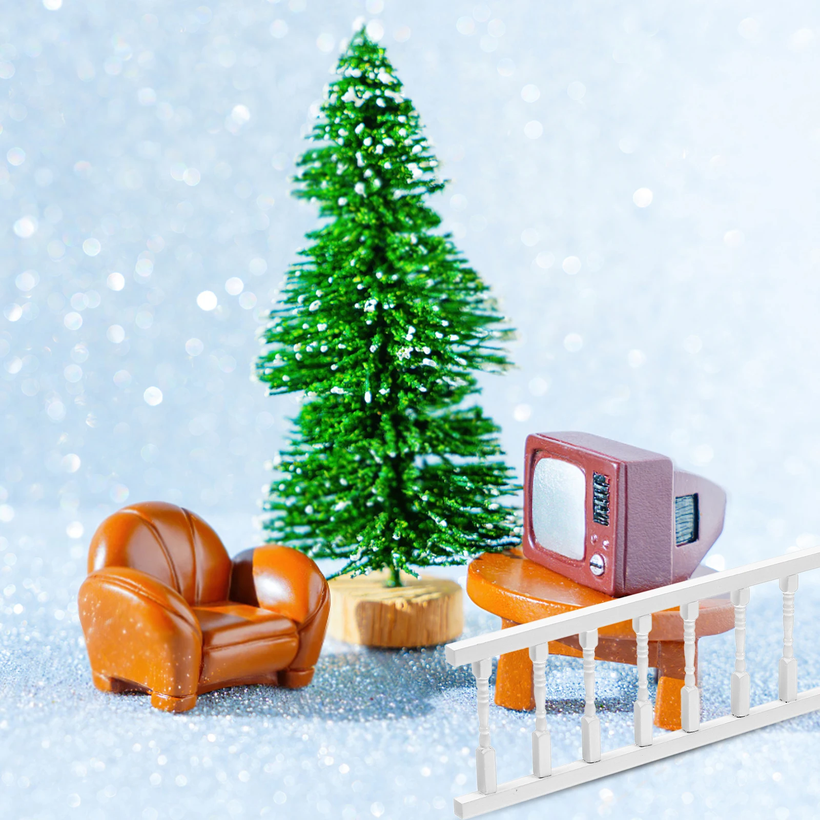 

1pc Mini White Wooden Railing Miniature House Handrails Kids Diy Decor Accessories Lightweight Safe Practical Micro