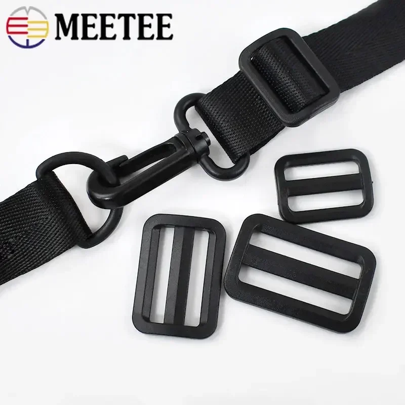 10-100Pcs 20-50mm Black Plastic Slider Tri Glide Adjust Buckles for Backpack Straps Webbing Belt Buckle DIY Luggage Accessories