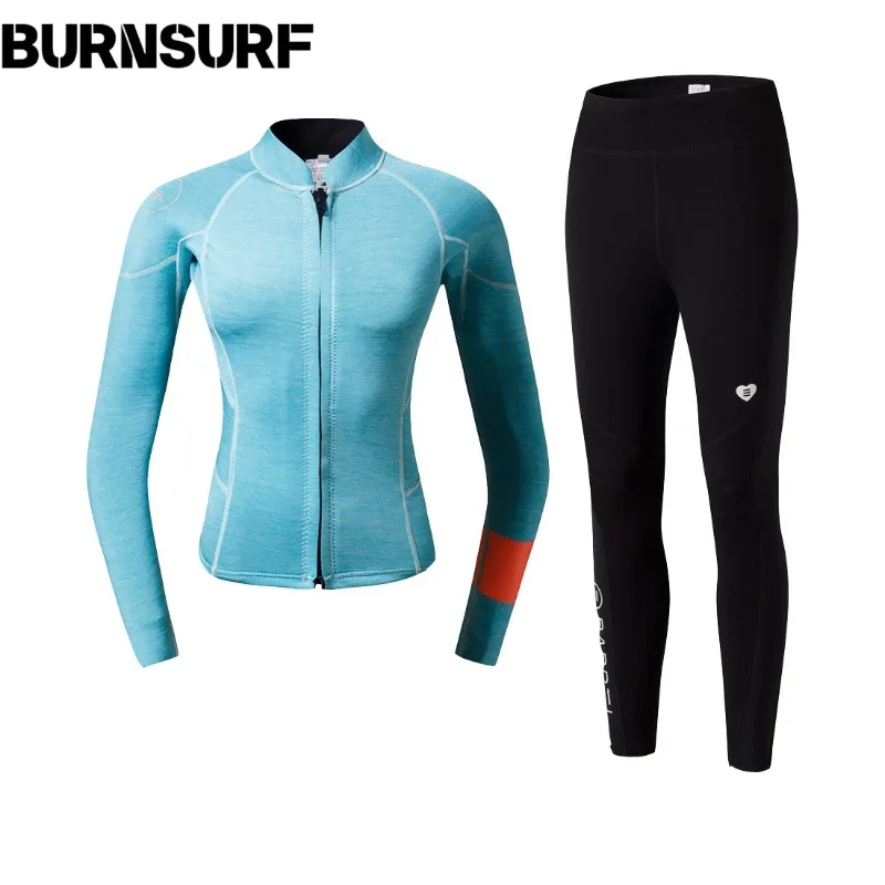 

2mm women's surfing jacket, split long sleeved top, deep diving mother suit, warm diving suit set