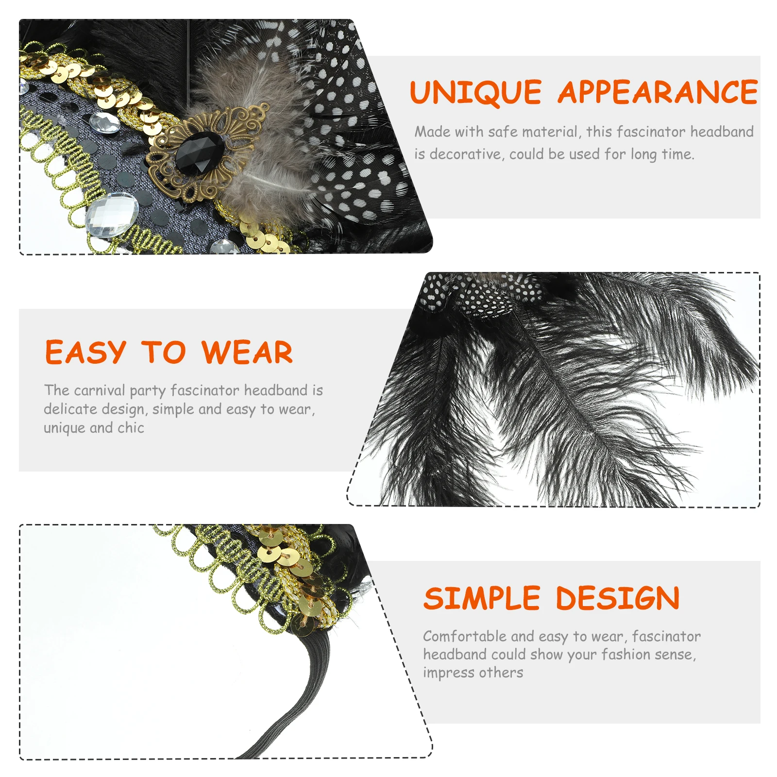 

Carnival Fascinator Headpiece Decorative Plumage Headband For Women Party Wedding Cosplay Stage Lightweight Comfortable Easy