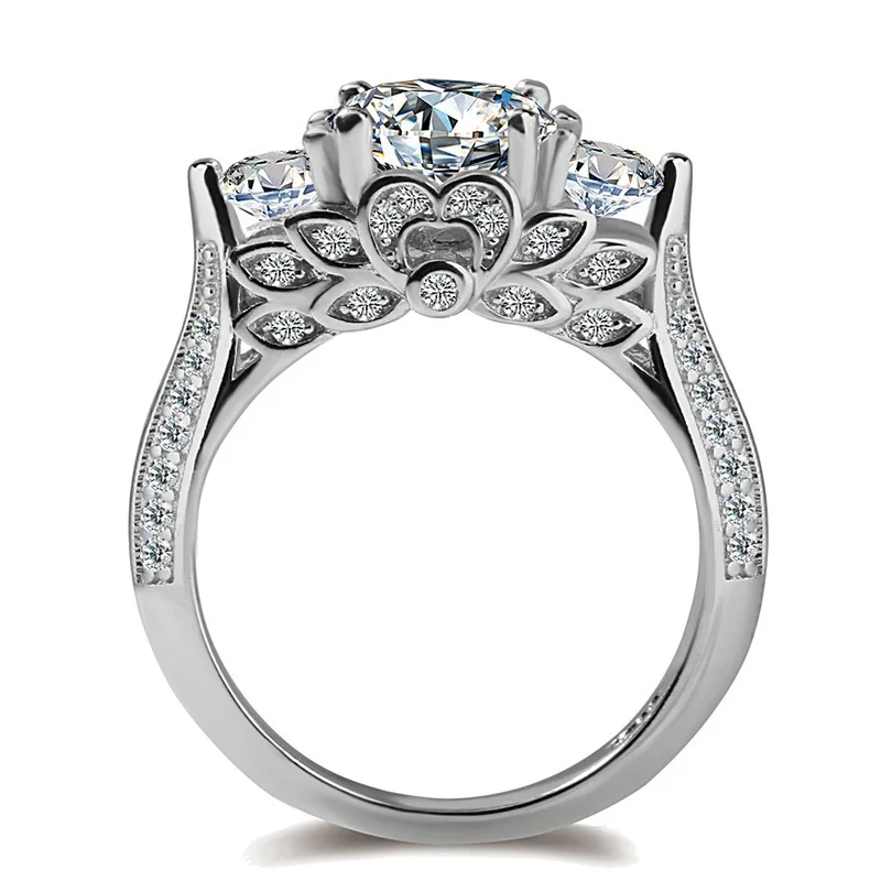 Hot-selling popular classic 925 silver ring creative micro-inlaid zircon pair ring diamond ring women's jewelry
