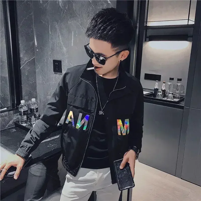 

Black Man Coat Spring Autumn Zip V Jacket for Men Deals Luxury Designer Aesthetic Original Brands Joker New In Vintage Trendy