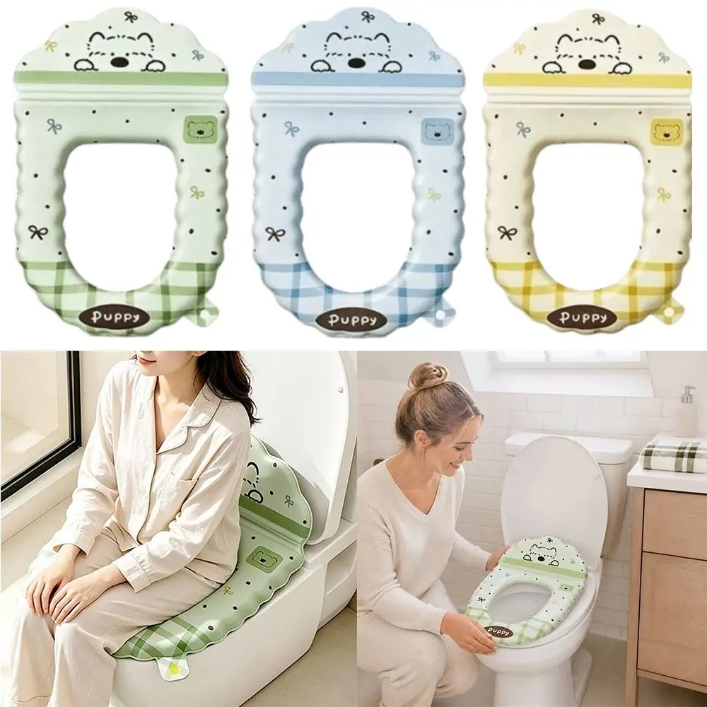 EVA Backrest Toilet Seat Cover Cartoon Dog Thickened Aromatherapy Toilet Seat Cushion with Handle Self-adhesive Toilet Mat