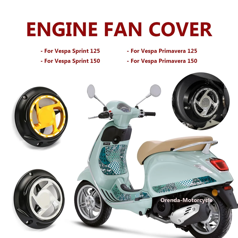 

New Motorcycle Aluminum Engine Rotating Cooling Fan Cover Radiator Guard Accessories For Vespa Primavera 150 125 Sprint 125 150