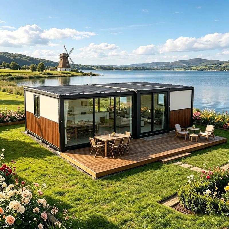 Shipping Container Home Compact Expandable Prefab Unit with Private Outdoor Patio