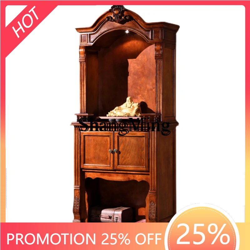

ZYY Solid wood Buddhist niche Vertical Buddhist cabinet Household with door God Wealth cabinet Buddhist hall table shrine