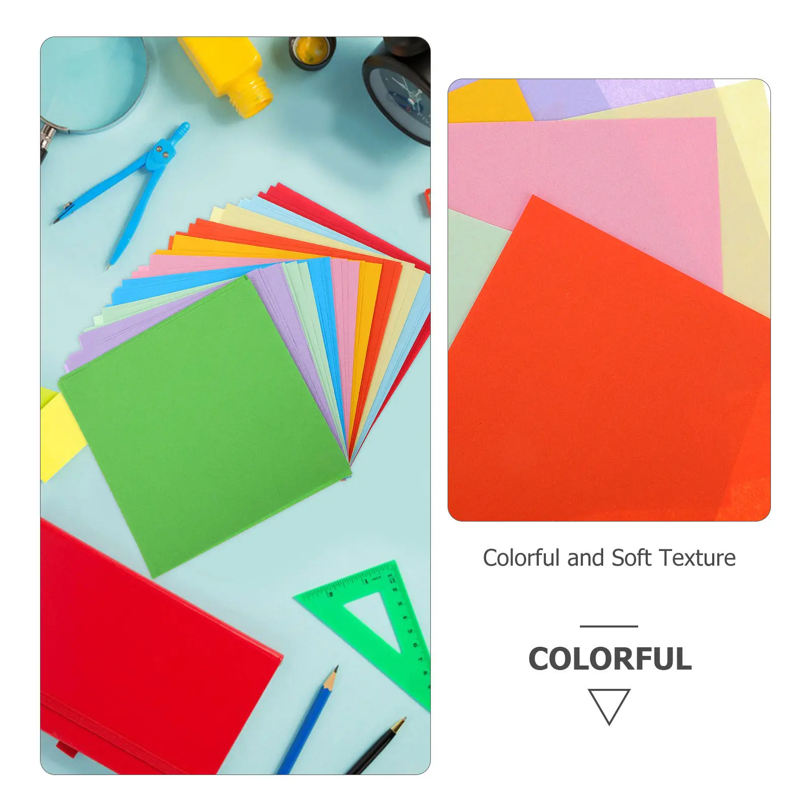 100Sheets Square Colored Construction Paper Double Sided Vibrant Cardstock for Origami Cranes Kits Fine Motor Skill
