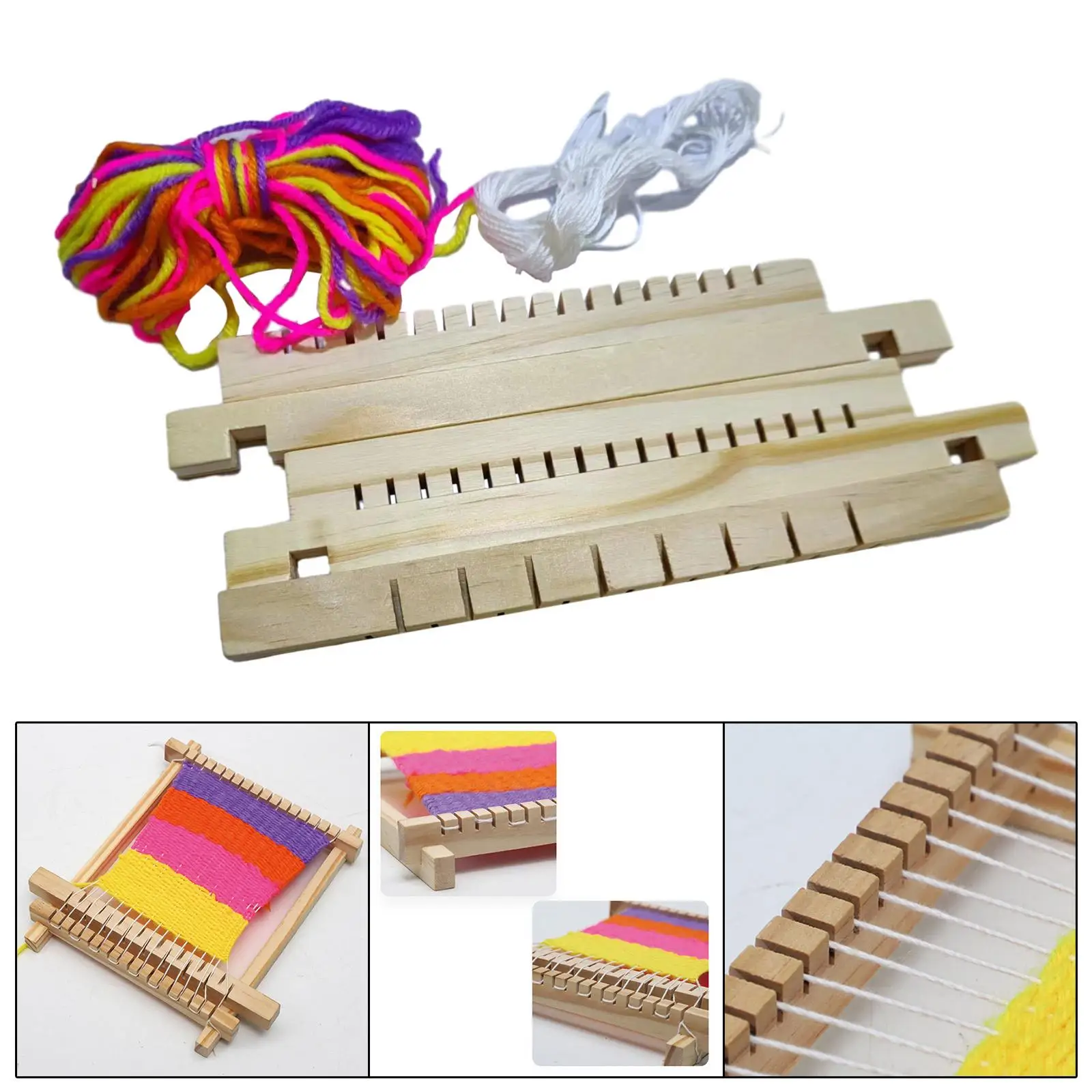 Kids Wooden Weaving Loom Fine Motor Skills Educational Activity Interactive Wooden Multifunctional Weaving Loom for Children