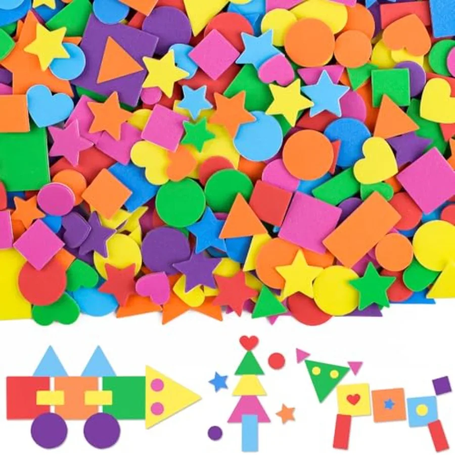 

Набор из 16 листов самоклеящихся пенопластовых наклеек: звезды и геометрические фигуры для поделок и творчества