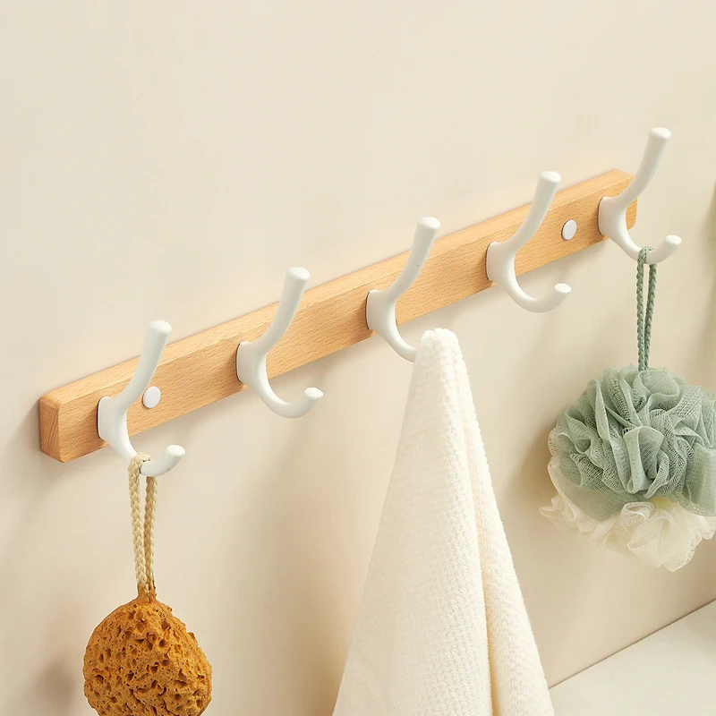 Wood Aluminum White Hook Bathroom Towel Hook Living Room Door Back Clothes Hook Simple Black Storage Hook To Save Spac