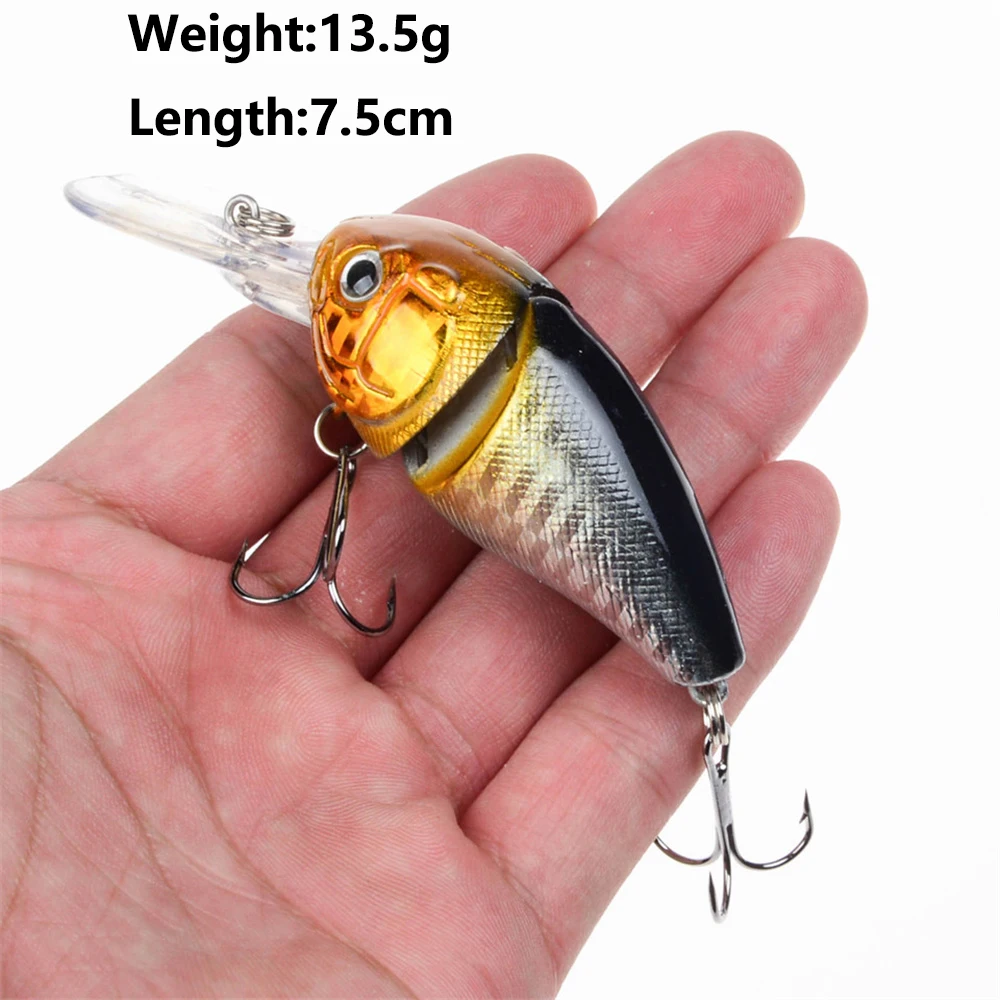 1Pcs Floating Crankbait Fishing Lures Wobblers 7.5cm 13.5g Artificial Plastic Two Sections Bait Body Bass Carp Fishing Tackle