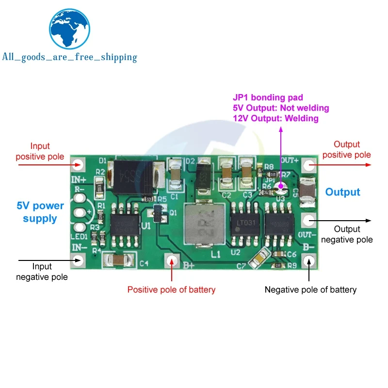 Module d'alimentation sans interruption 5V 2a, batterie au Lithium 12V 15w, Protection de connexion inversée, panne de courant, transfert automatique