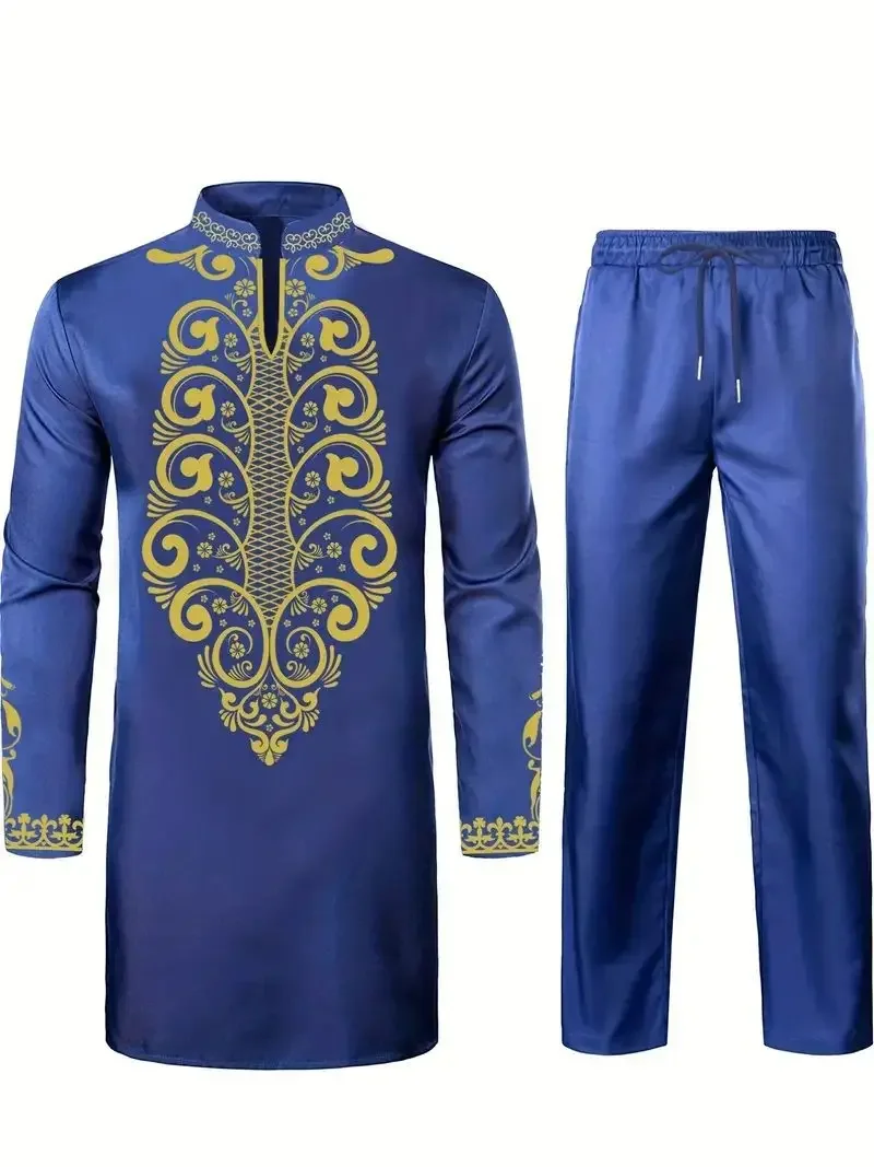 Quattro stagioni di vendita calda nuovi uomini di moda 2 pezzi set Afirican Syle Ethinic abbigliamento casual e pantaloni abbigliamento uomo musulmano