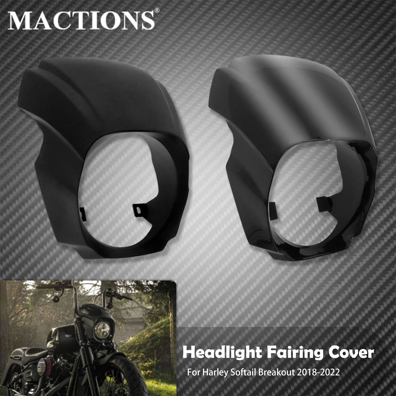 Motorcycle Black ABS Front Headlight Fairing Cover For Harley Softail Breakout FXBRS FXBR 2018 2019 2020 2021 2022