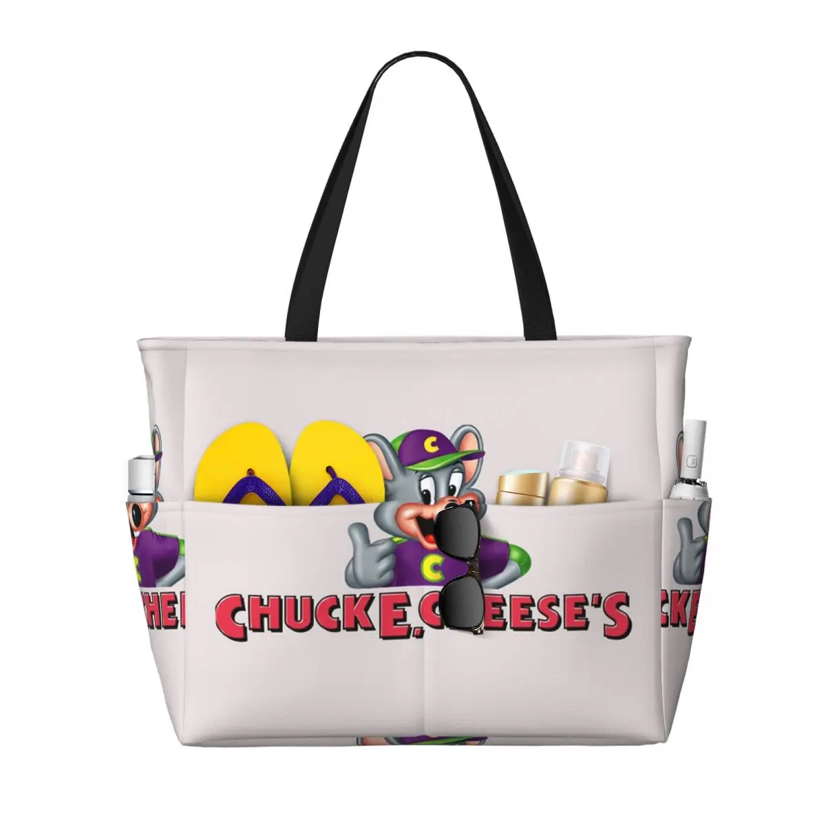 Chuck E Cheese Beach Tote Bag Sport Gym Yoga Duffle Large Tote Bag Women Travel Bag Fitness bag