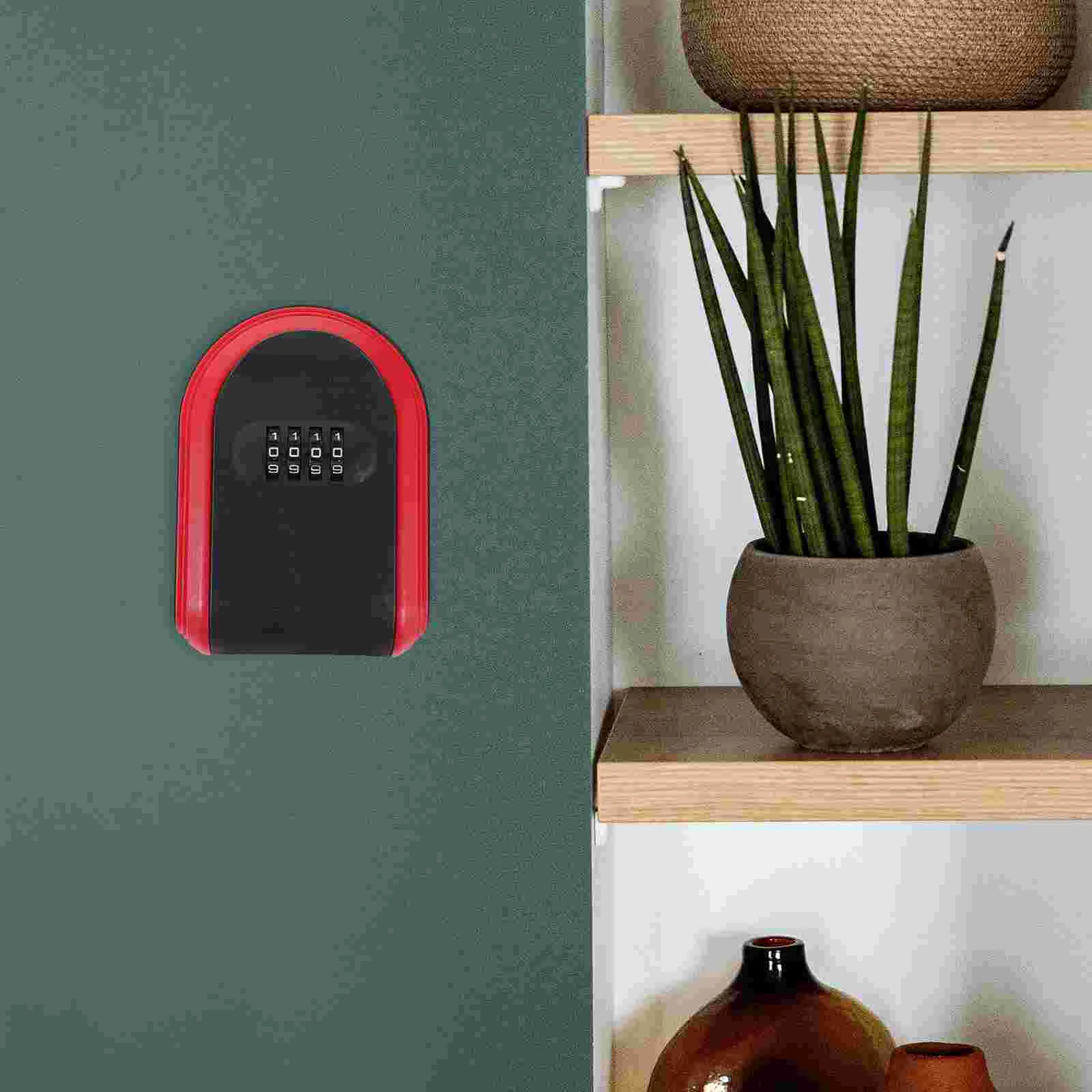 Small Lock Key Box Password Door Wall Mounted Safe (Black) 1pc Combination Outdoor Lockbox Plastic Hider