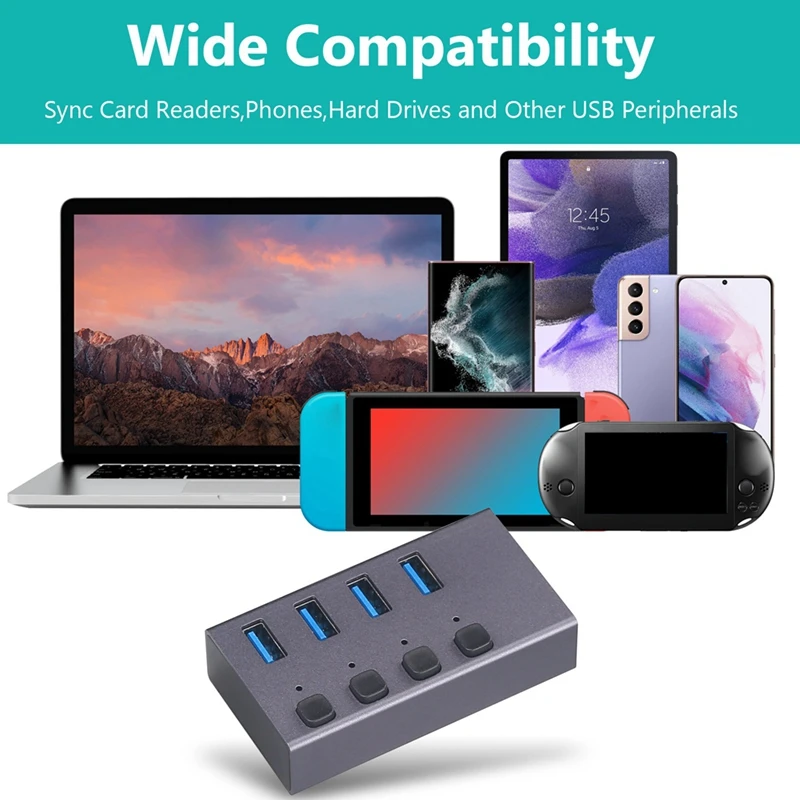 USB3.0 Splitter 4Port Charging Multi-Interface HUB With Switch Durable Easy Install Easy To Use