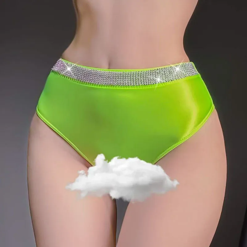 Sexy Peach Hips High Waist Skinny Rhinestone Shiny Thong Female Shorts