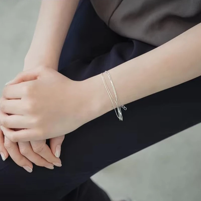 Personality New Art 925 Sterling Silver Jewelry Female Simple multilayer Popular Bracelet