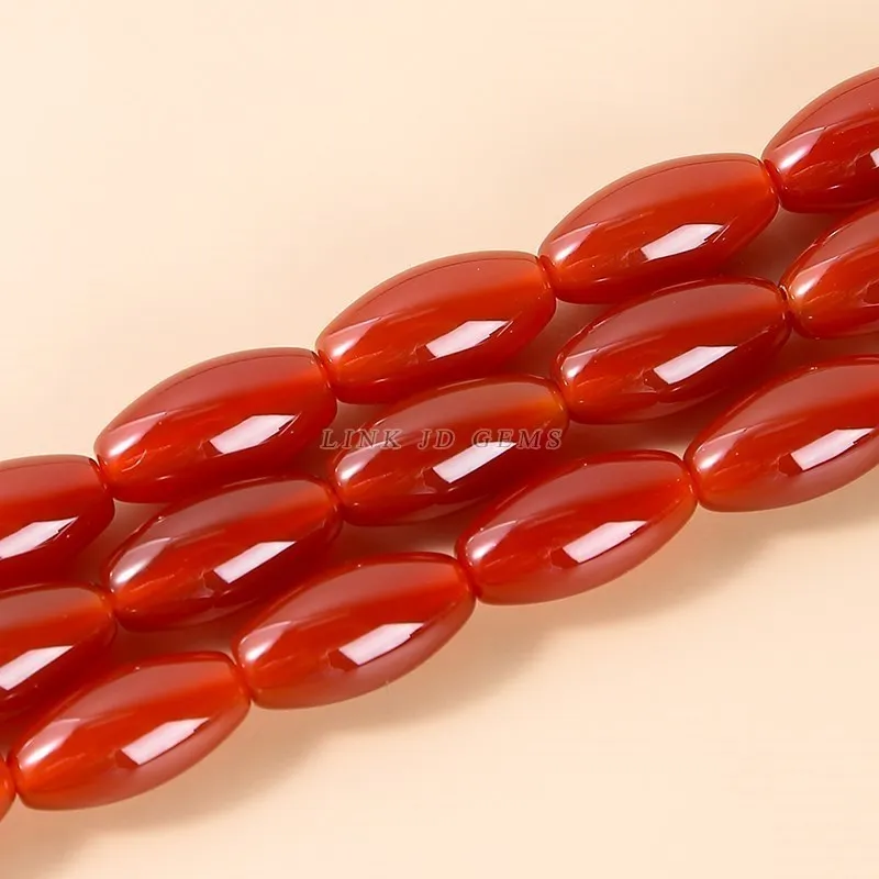 High Quality Natural Red Agate Rice Shape Beads Smooth Loose Spacer Beads For Jewelry Making Necklace Earring Diy Accessories