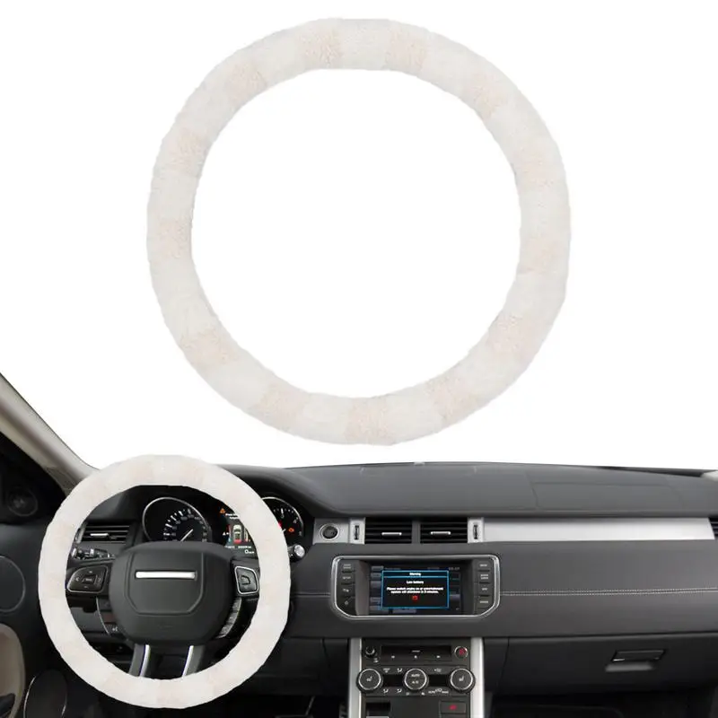 Winter Steering Wheel Cover Car Handle Cover Universal Anti Slip Luxury Furry With Inner Ring Fashion Fuzzy Steering Wheel