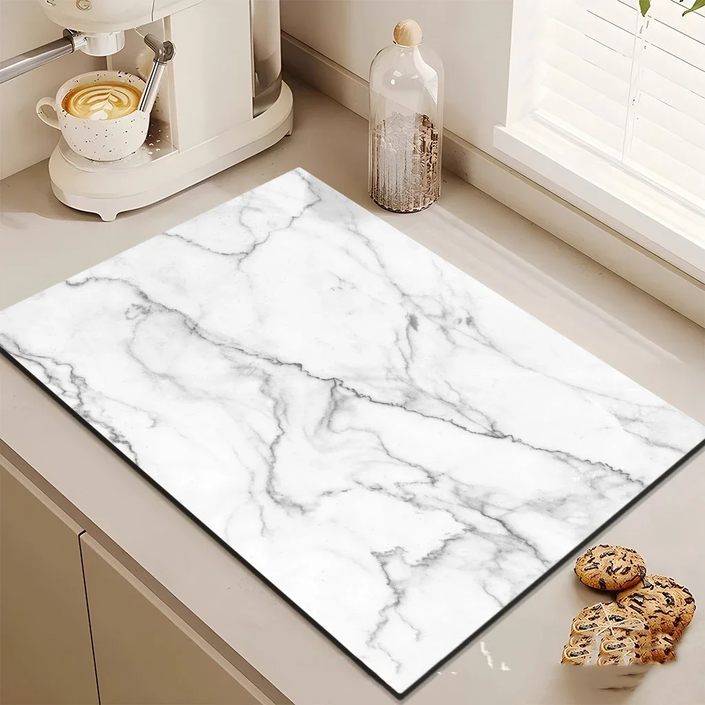 VIKAMA Household Light Luxury Marble Draining Countertop Diatomite Absorbent Non-Slip Table Mat Kitchen Sink Mat Sink strainer