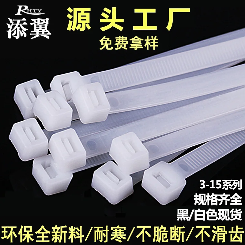 Custom.Tianyi Nylon Tie 8*200*4*250*5*300 * Black and White Binding Plastic Tie