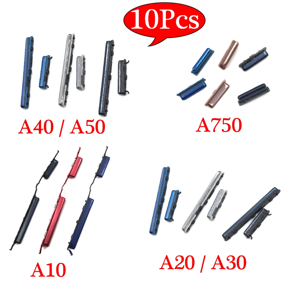 10Pcs/Lot，Side Keys Power and Volume Buttons Replacement For Samsung A10 A105F A20 A205F A30 A305F A40 A405F A50 A750