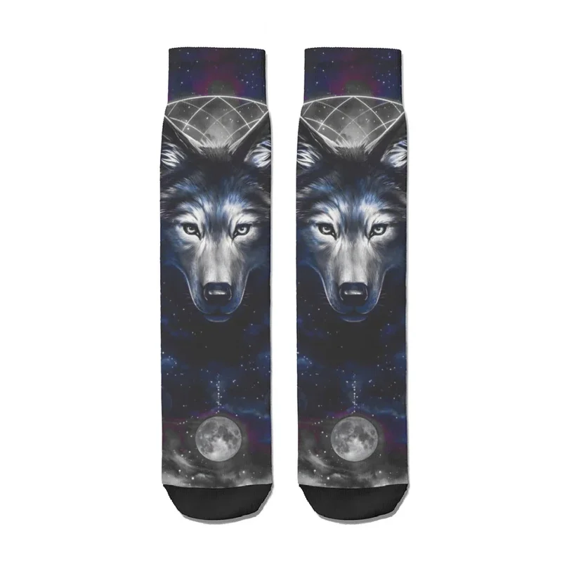 Planet Dark Space Galaxy Wolf Straight Socks Male Mens Women Summer Stockings Polyester Polyester