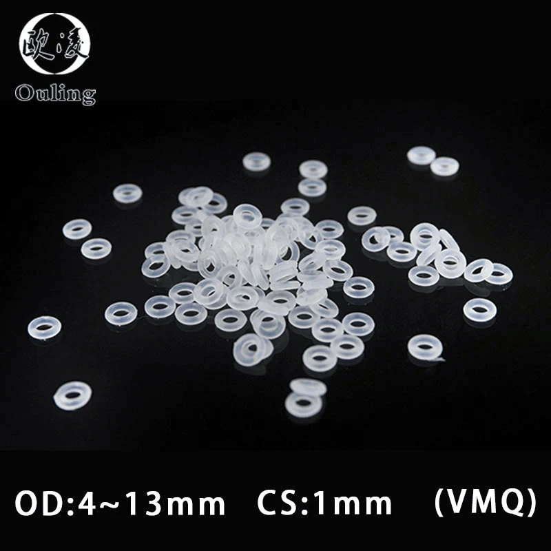 50PCS/lot Silicone Rubber Oring VMQ CS1mm OD3/4/4.5/5/5.5/6/6.5/7/7.5/8/8.5/9/9.5/10/10.5/11/11.5/12/13mm O Ring Gasket Silicone