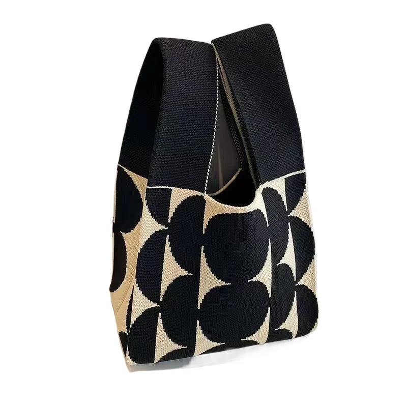 

Women's Striped Handbags Women's Knitted Handbags Versatile Wrist Bags Tote Bags Top-Handle Bags Mini Striped Bucket Phone Bag