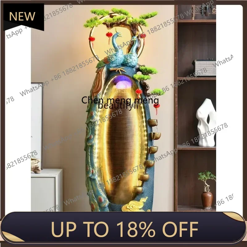 

P178 New Chinese Peacock Flowing Water Ornaments Circulating Water Living Room Club Entrance High-Grade Floor-Standing Decorati
