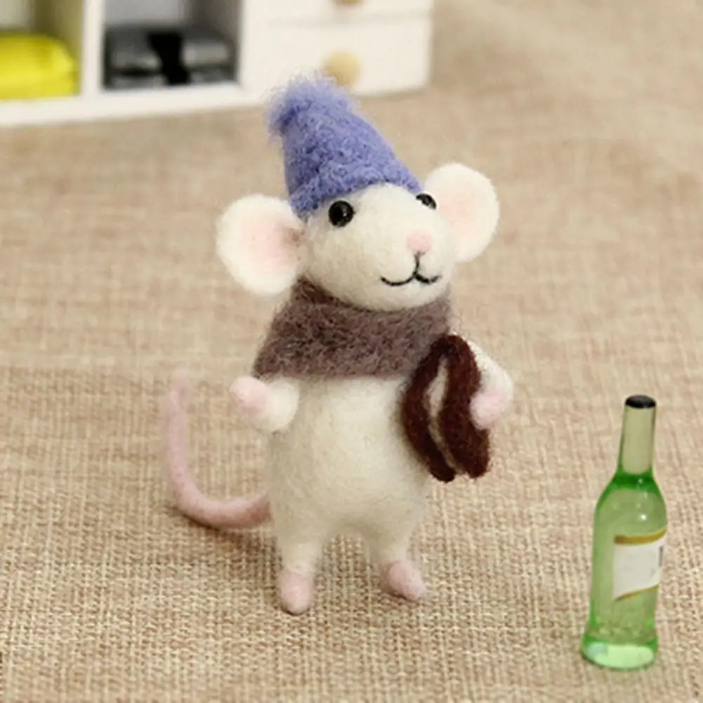 스트레스 감소 도구 펠트 마우스 인형 Diy 키트 스트레스 릴리프 공예 세트 인공 양모 바늘 미니 공예용 공예