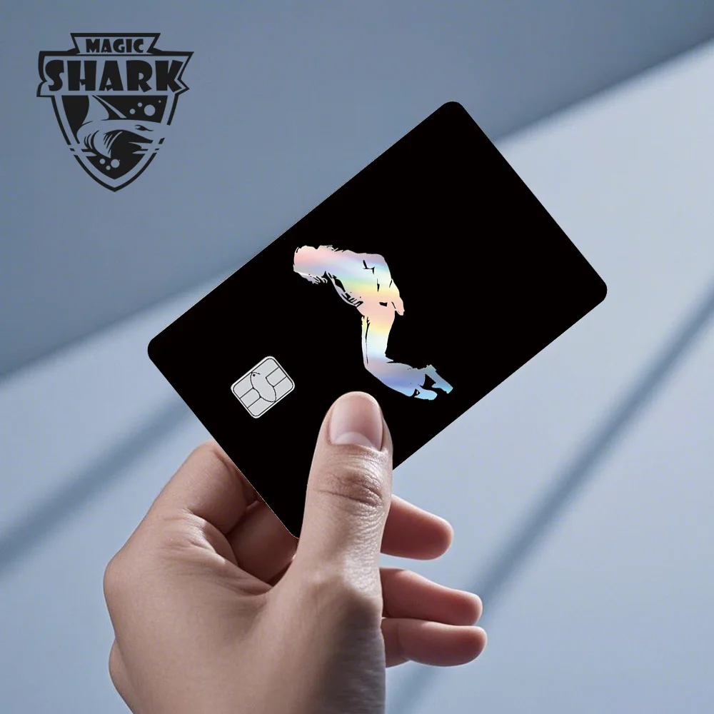 Magic Shark Ninja Metal Poker King Queen Shinny Laser Holographic Skin Cover Sticker for Credit Debit Card view 6