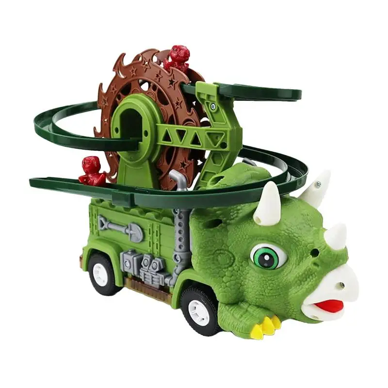 Flexible Railway Racing Play Game Slide Track Car Children Assembly Triceratops Dinosaur Car Educational Toys kids Birthday Gift