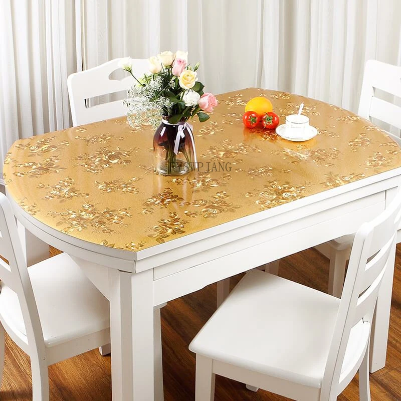 Soft Glass Table Cover Color Transparent PVC Crystal Plate Plastic Table Cloth Waterproof for Home Tablecloths Home Decoration
