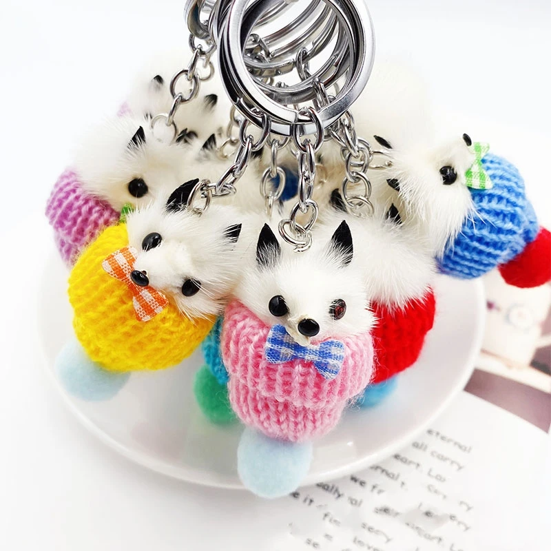 50/100Pcs Fox Keychain Pendant Plush Cartoon Cute Keychain Pendant Accessories Random Color