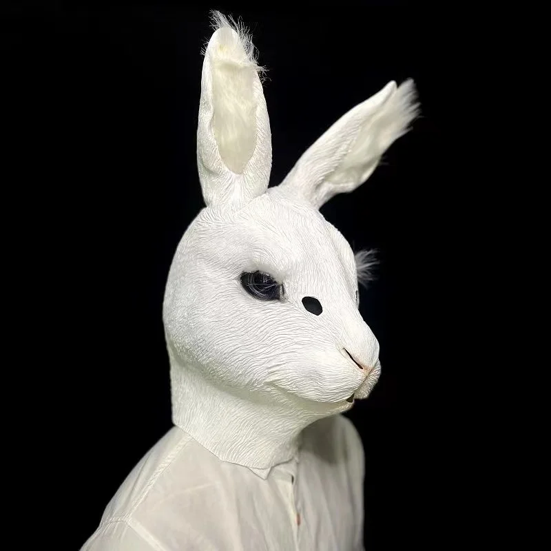 Cosplay Anime Bunny Latex Mask Full Head Animal Cartoon Rabbit Mask Bunny Costume Halloween Party Fancy Dress Carnival Maks