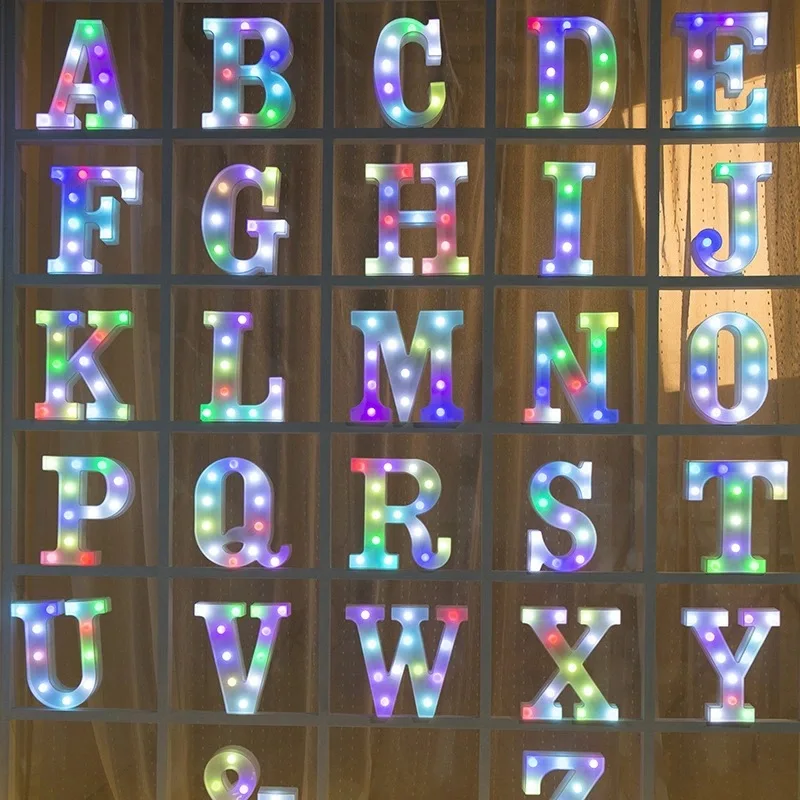 22CM Alphabet Letter LED Lights Change Color Lights Decor Battery Night Light For Home Wedding Birthday Christmas Party Decora