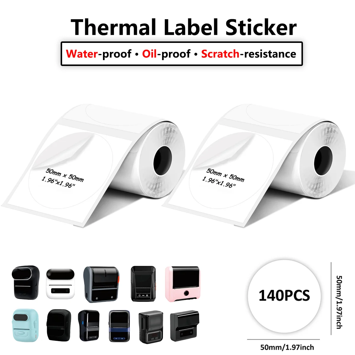 

2 Rolls White MultiSize Scratch Resistant Self-Adhesive Labels Shipping Inventory Retail Barcodes SmallBiz Office Budget Matte